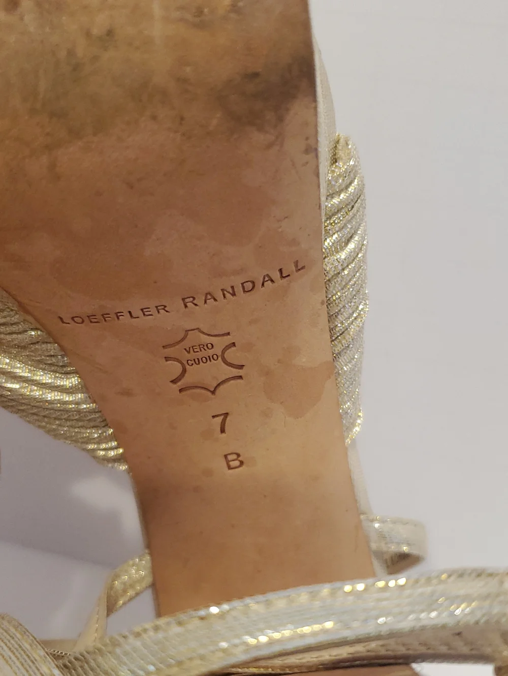 LOEFFLER RANDALL Natalia Platinum Metallic Gold Pleated Knot Bow Sandal Size 7B